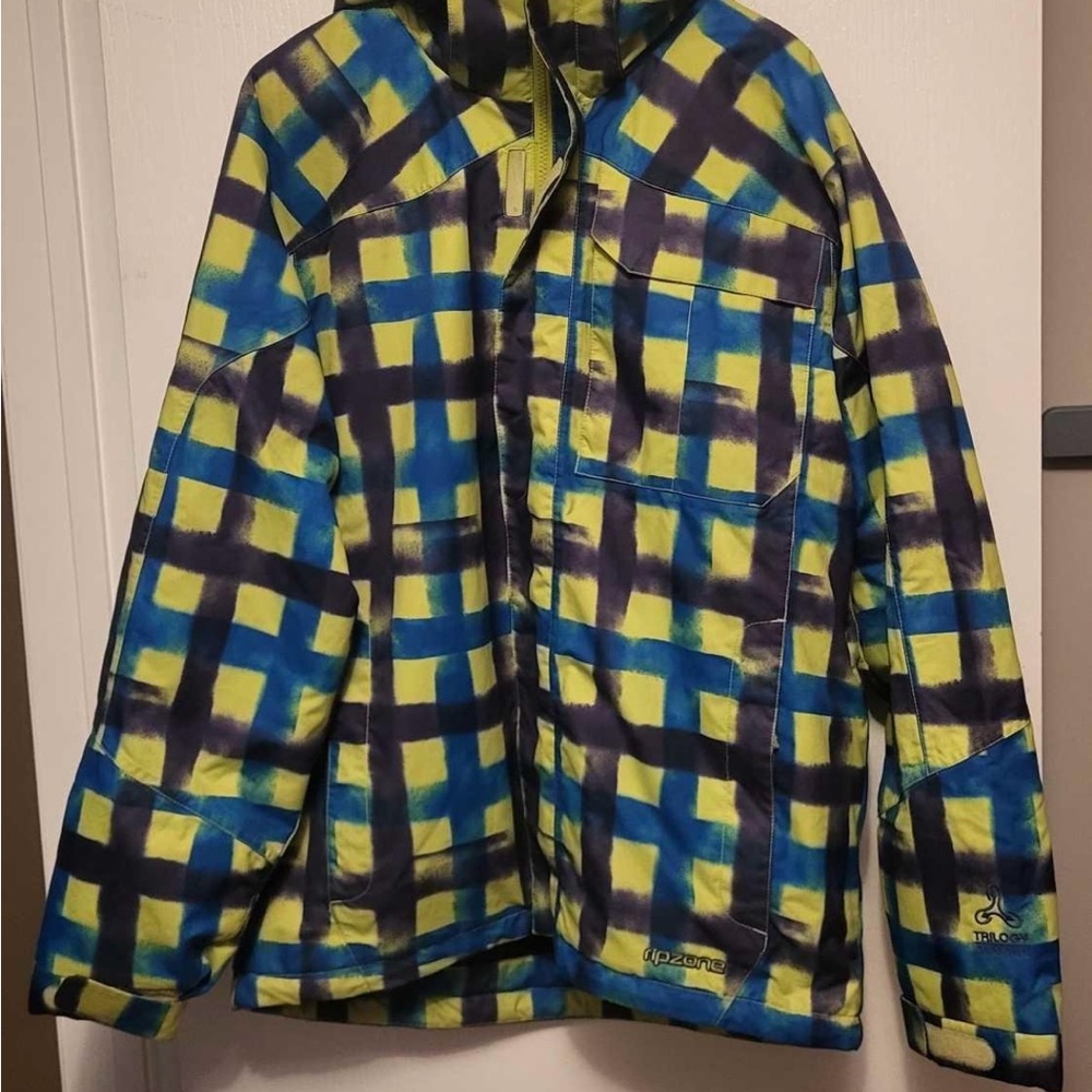 Rip zone trilogy Blue and Yellow/green Checkered Jacket men’s large